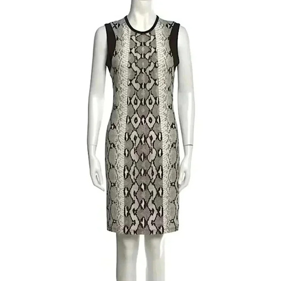 Roberto Cavalli Snake Print Sheath Midi Dress Stretch Office Siren Boardroom - Picture 2 of 15
